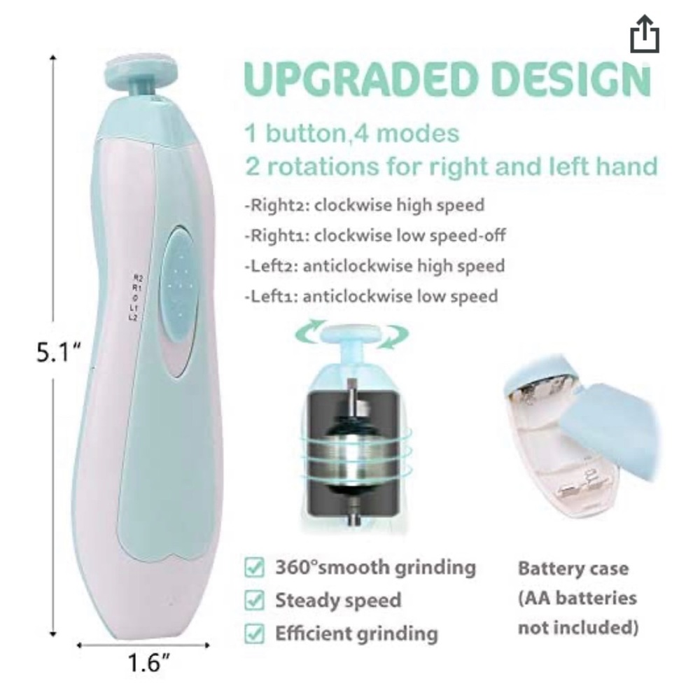 Baby Nail Trimmer Electric Nail File Safe Nail Filer Grinder Kit